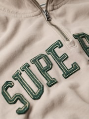 Superdry Cobblestone Grey Athletic Applique Half Zip 100% Cotton Sweatshirt - Image 5 of 5