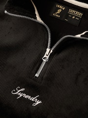 Superdry Black Rock Dark Grey Country Club Velour Half Zip Sweatshirt - Image 5 of 5