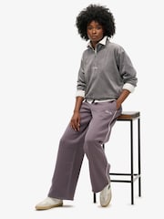 Superdry Rock Dark Grey Rock Dark Grey Country Club Velour Half Zip Sweatshirt - Image 2 of 5