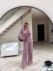 In The Style Pink Perrie Sian Plisse Trousers - Image 1 of 5