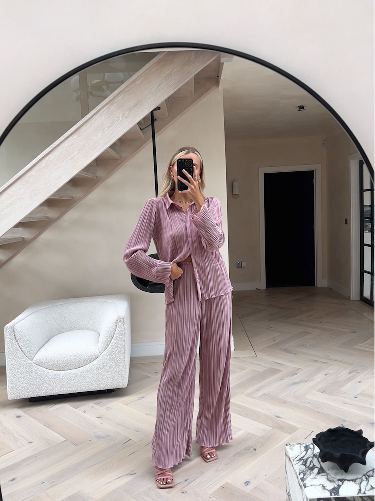 In The Style Pink Perrie Sian Plisse Trousers - Image 1 of 5