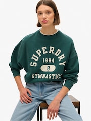 Superdry Dark Pine Green Dark Pine Green Athletic Oversize Printed Crew Sweatshirt - Image 1 of 5