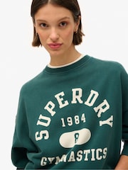 Superdry Dark Pine Green Dark Pine Green Athletic Oversize Printed Crew Sweatshirt - Image 4 of 5