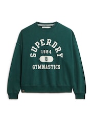 Superdry Dark Pine Green Dark Pine Green Athletic Oversize Printed Crew Sweatshirt - Image 5 of 5