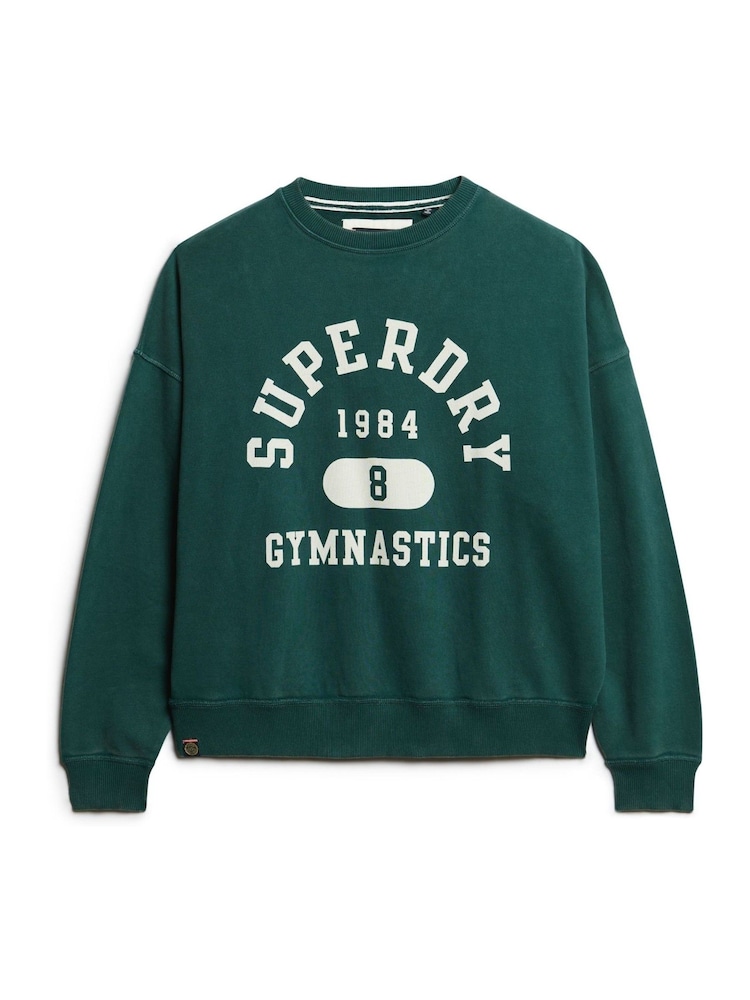 Superdry Dark Pine Green Dark Pine Green Athletic Oversize Printed Crew Sweatshirt - Image 5 of 5