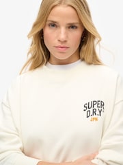 Superdry Off White Off White 100% Cotton Workwear Graphic Loose Crew Sweatshirt - Image 3 of 4