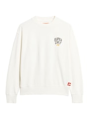 Superdry Off White Off White 100% Cotton Workwear Graphic Loose Crew Sweatshirt - Image 4 of 4