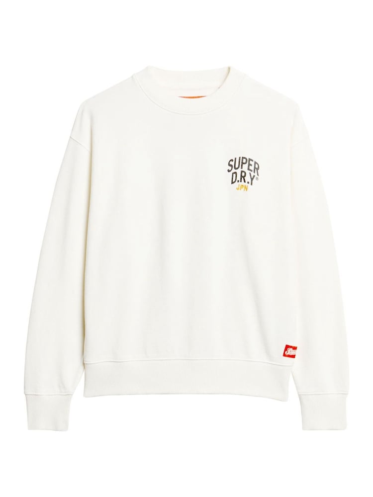 Superdry Off White Off White 100% Cotton Workwear Graphic Loose Crew Sweatshirt - Image 4 of 4