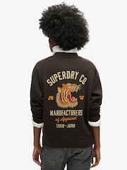 Superdry Bison Black Off White 100% Cotton Workwear Graphic Loose Crew Sweatshirt - Image 2 of 6
