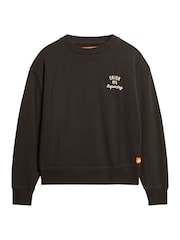 Superdry Bison Black Off White 100% Cotton Workwear Graphic Loose Crew Sweatshirt - Image 4 of 6
