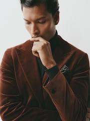 Reiss Tobacco Brown Apsara Classic Fit Velvet Single-Breasted Blazer - Image 1 of 11