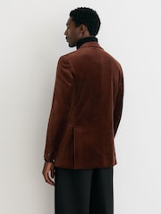 Reiss Tobacco Brown Apsara Classic Fit Velvet Single-Breasted Blazer - Image 9 of 11