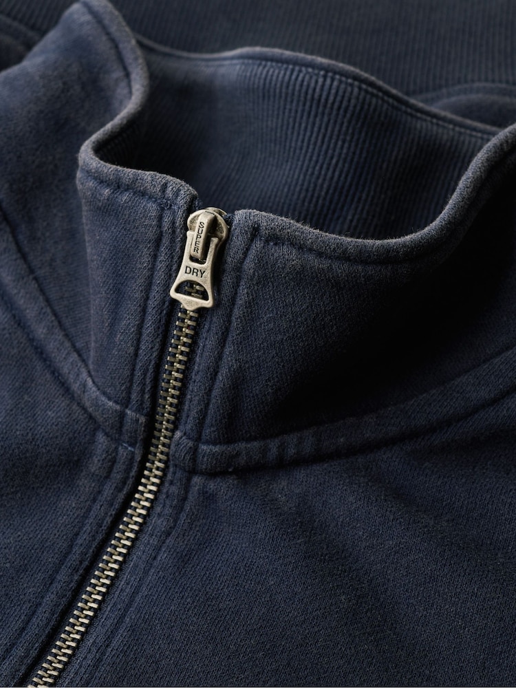 Superdry Rich Navy Glacier Grey Marl 100% Cotton Essential Half Zip Sweatshirt - Image 5 of 5