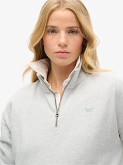 Superdry Glacier Grey Marl Glacier Grey Marl 100% Cotton Essential Half Zip Sweatshirt - Image 3 of 5