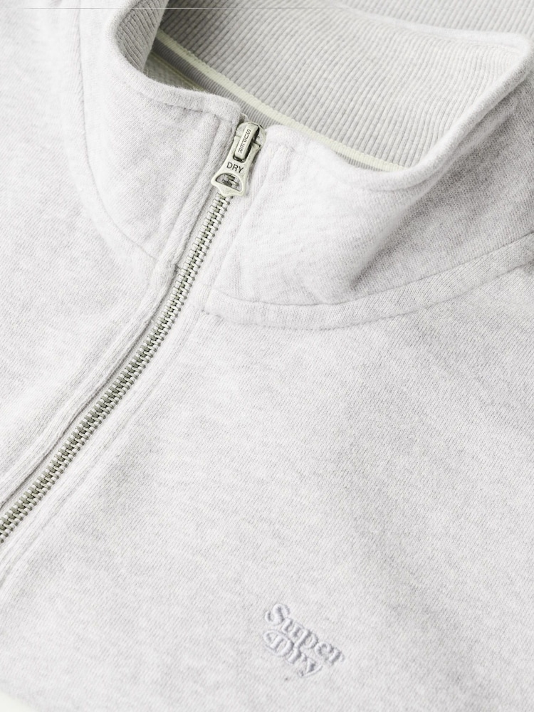 Superdry Glacier Grey Marl Glacier Grey Marl 100% Cotton Essential Half Zip Sweatshirt - Image 5 of 5