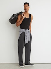 Reiss Charcoal Grey Form Premium Interlock Straight-Leg Joggers - Image 6 of 7
