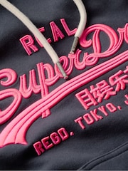 Superdry Eclipse Navy Neon vl Emb Graphic Hoodie - Image 4 of 4