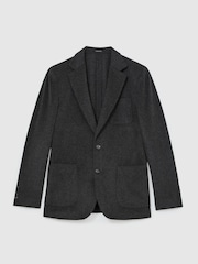 V barvi oglja - Blazer flanelaste obleke z enorednim zapenjanjem iz mešanice volne Reiss Collin - Slika 2 iz 8