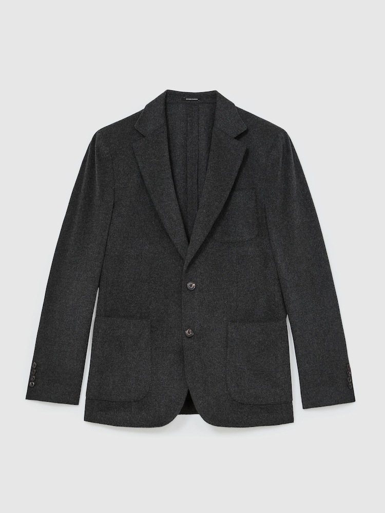 V barvi oglja - Blazer flanelaste obleke z enorednim zapenjanjem iz mešanice volne Reiss Collin - Slika 2 iz 8 V barvi oglja - Blazer flanelaste obleke z enorednim zapenjanjem iz mešanice volne Reiss Collin - Slika 2 iz 8