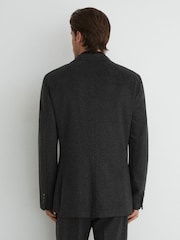 V barvi oglja - Blazer flanelaste obleke z enorednim zapenjanjem iz mešanice volne Reiss Collin - Slika 5 iz 8