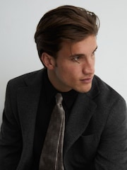 V barvi oglja - Blazer flanelaste obleke z enorednim zapenjanjem iz mešanice volne Reiss Collin - Slika 6 iz 8