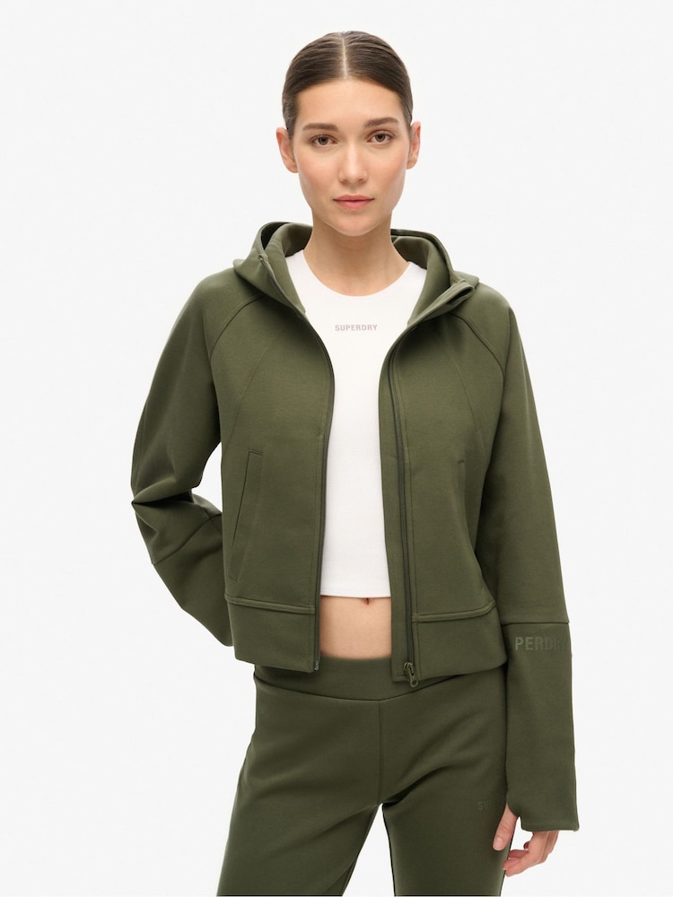 Superdry Army Khaki Sport Tech Relaxed Zip Hoodie - Image 1 of 3