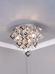 Dar Lighting Silver Russell 3 Light Flush Fitting Ceiling Light - Image 1 of 4