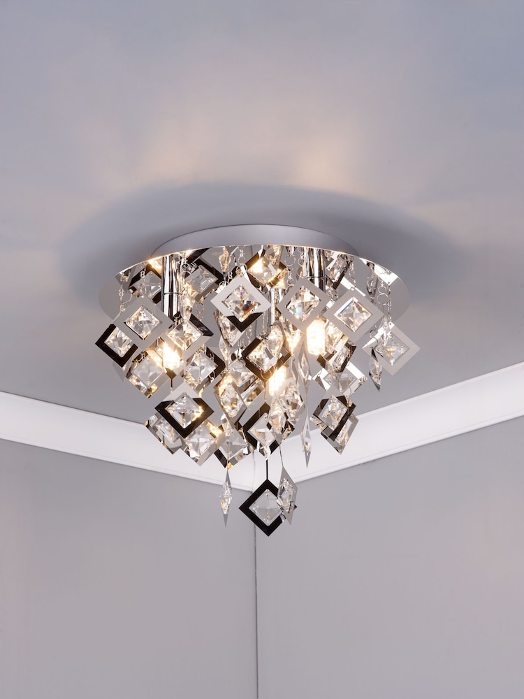 Dar Lighting Silver Russell 3 Light Flush Fitting Ceiling Light - Image 1 of 4 Dar Lighting Silver Russell 3 Light Flush Fitting Ceiling Light - Image 1 of 4