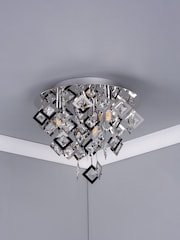 Dar Lighting Silver Russell 3 Light Flush Fitting Ceiling Light - Image 2 of 4