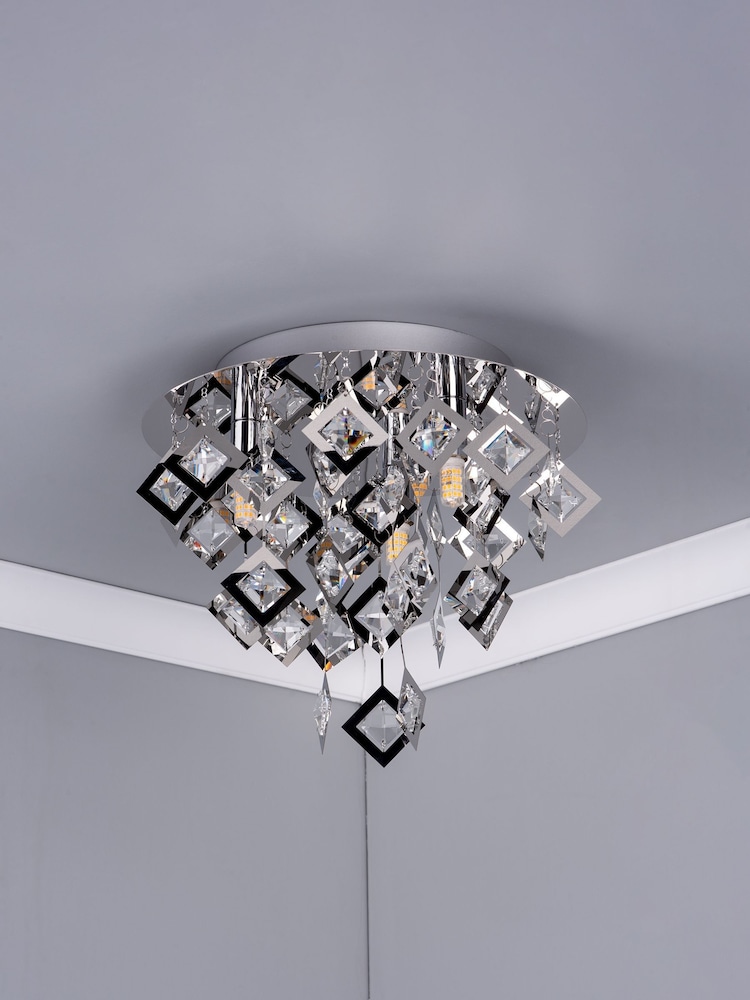 Dar Lighting Silver Russell 3 Light Flush Fitting Ceiling Light - Image 2 of 4 Dar Lighting Silver Russell 3 Light Flush Fitting Ceiling Light - Image 2 of 4