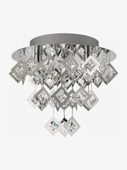 Dar Lighting Silver Russell 3 Light Flush Fitting Ceiling Light - Image 3 of 4
