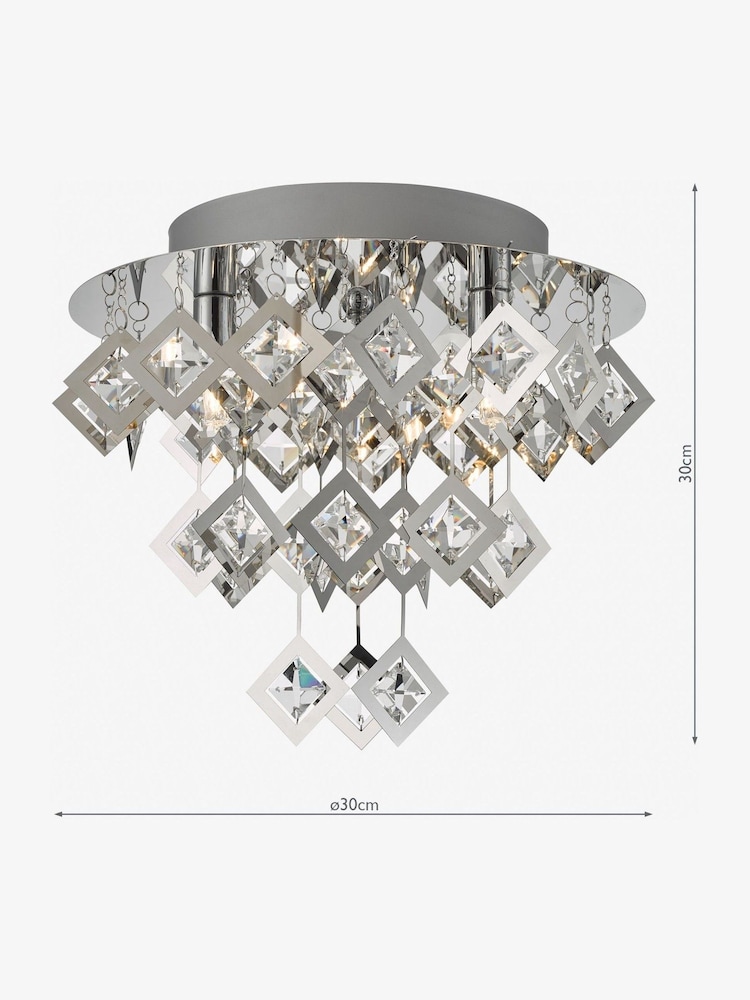 Dar Lighting Silver Russell 3 Light Flush Fitting Ceiling Light - Image 4 of 4 Dar Lighting Silver Russell 3 Light Flush Fitting Ceiling Light - Image 4 of 4