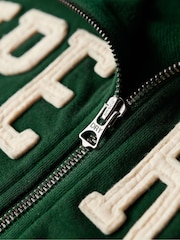 Superdry Enamel Green 100% Cotton Athletic Applique Loose Zip Track Jacket - Image 5 of 5
