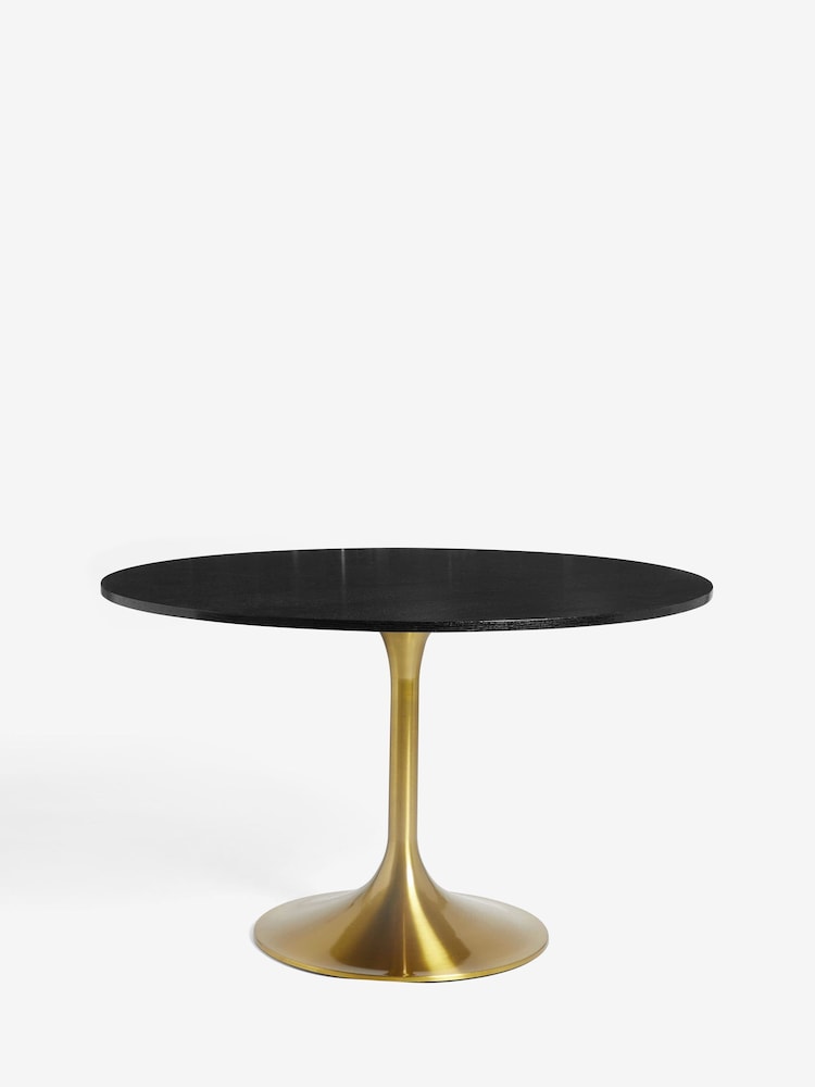 Rockett St George Black Wood Effect Wood Effect and Gold Dining Table - Image 2 of 4