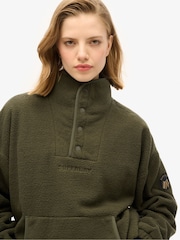 Superdry Army Khaki Sport Tech Sherpa Henley Hoodie - Image 3 of 6