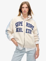 Tórtola crema - Chaqueta deportiva holgada de algodón 100 % con detalles de Superdry - Imagen 1 de 5