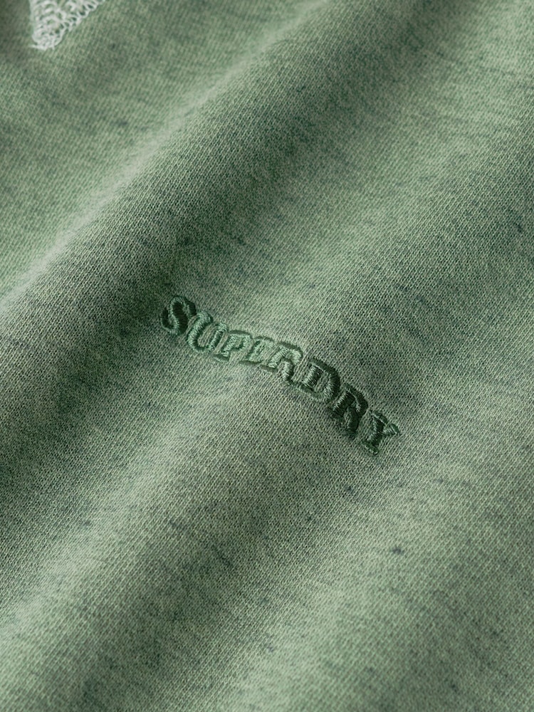 Superdry Buffalo Green Denver Orange 100% Cotton Essential Logo Overdyed Sweatshirt - Image 4 of 4