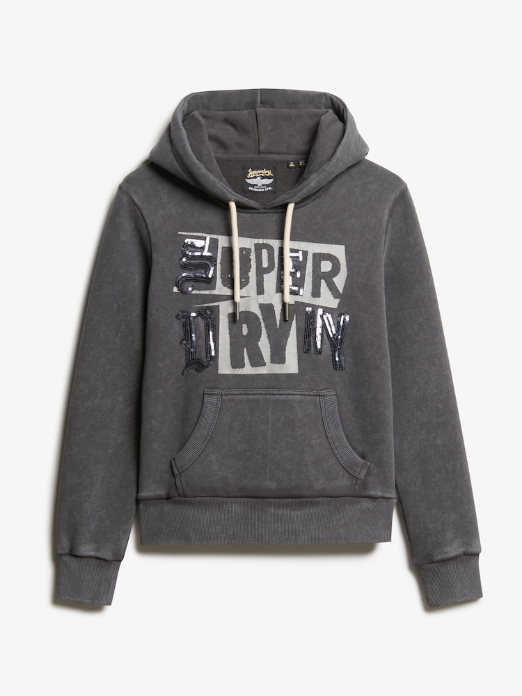 Superdry Blackboard Embellished Punk Graphic Hood - Image 3 of 4