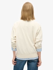 Superdry Cream Eclipse Navy Travel Souvenir Loose Crew Sweatshirt - Image 2 of 5