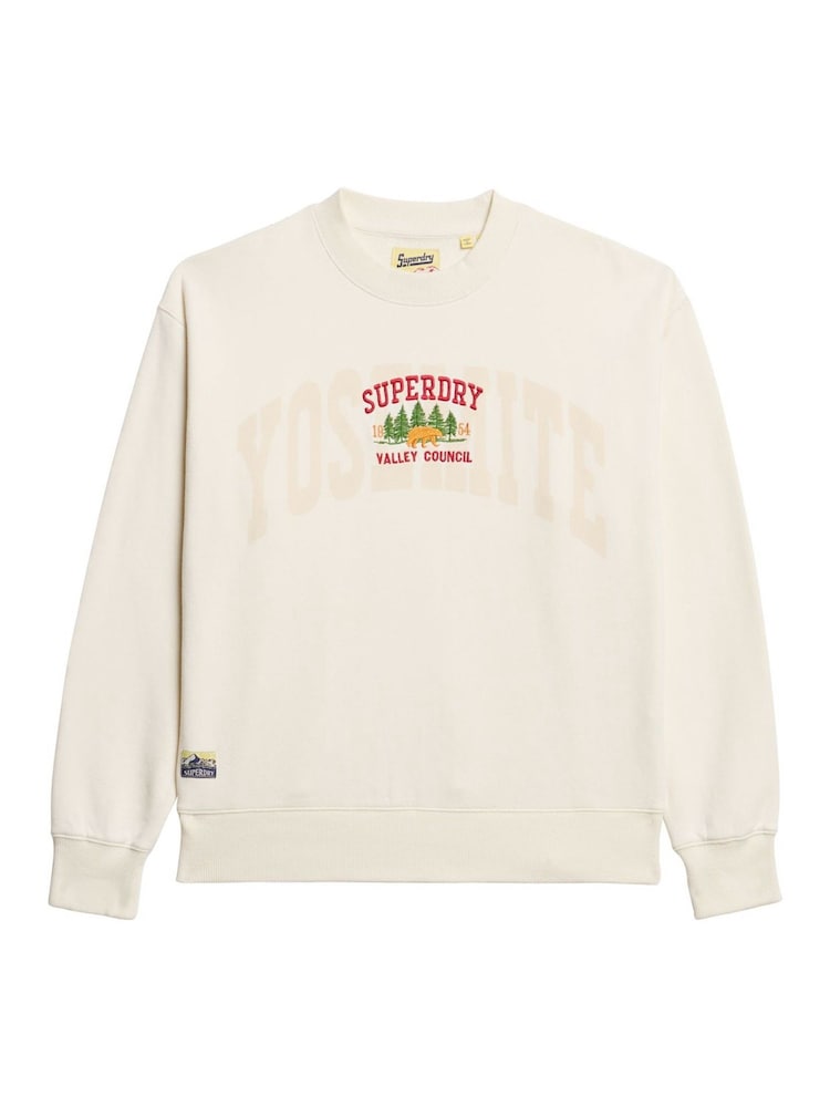 Cream - Superdry Eclipse bleumarin Travel Souvenir Larg Guler rotund Hanorac - Imaginea 6 din 6