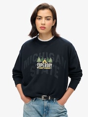 Superdry Eclipse Navy Eclipse Navy Travel Souvenir Loose Crew Sweatshirt - Image 1 of 1