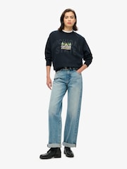 Superdry Eclipse Navy Eclipse Navy Travel Souvenir Loose Crew Sweatshirt - Image 2 of 6