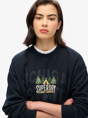Superdry Eclipse Navy Eclipse Navy Travel Souvenir Loose Crew Sweatshirt - Image 3 of 6
