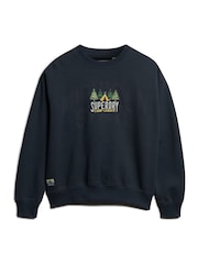 Superdry Eclipse Navy Eclipse Navy Travel Souvenir Loose Crew Sweatshirt - Image 4 of 6