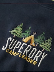 Superdry Eclipse Navy Eclipse Navy Travel Souvenir Loose Crew Sweatshirt - Image 6 of 6