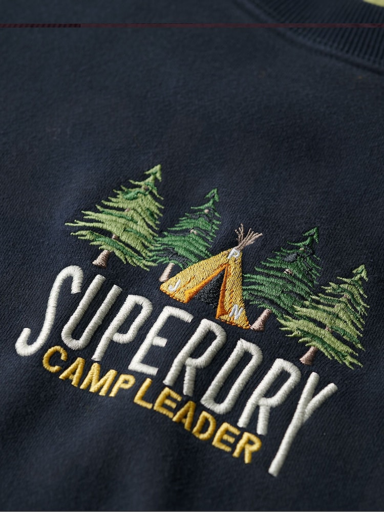 Superdry Eclipse Navy Eclipse Navy Travel Souvenir Loose Crew Sweatshirt - Image 6 of 6