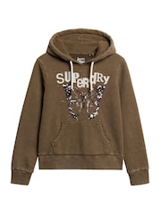 Superdry Deep Khaki Green Embellished Punk Graphic Hood - Image 3 of 3