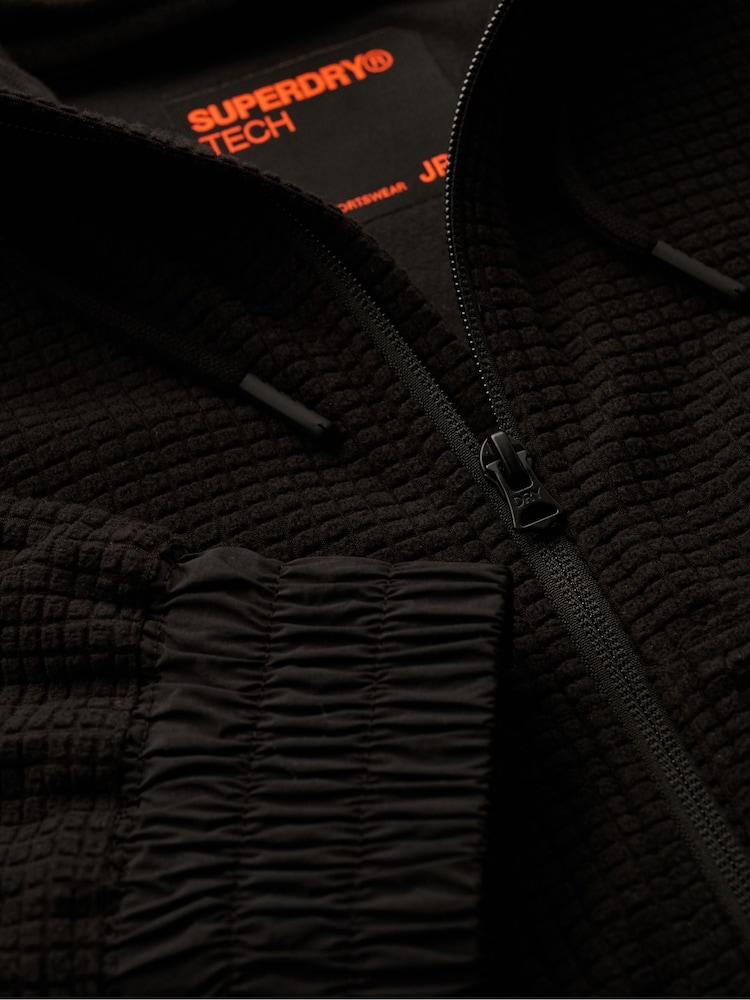 Superdry Black Sport Tech Grid Fleece Zip Hoodie - Image 6 of 6