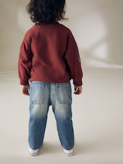 Burgundy Red Varsity Badged Crew Neck 100% Cotton Sweatshirt (3mths-7yrs) - Image 2 of 6