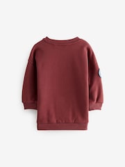 Burgundy Red Varsity Badged Crew Neck 100% Cotton Sweatshirt (3mths-7yrs) - Image 3 of 6